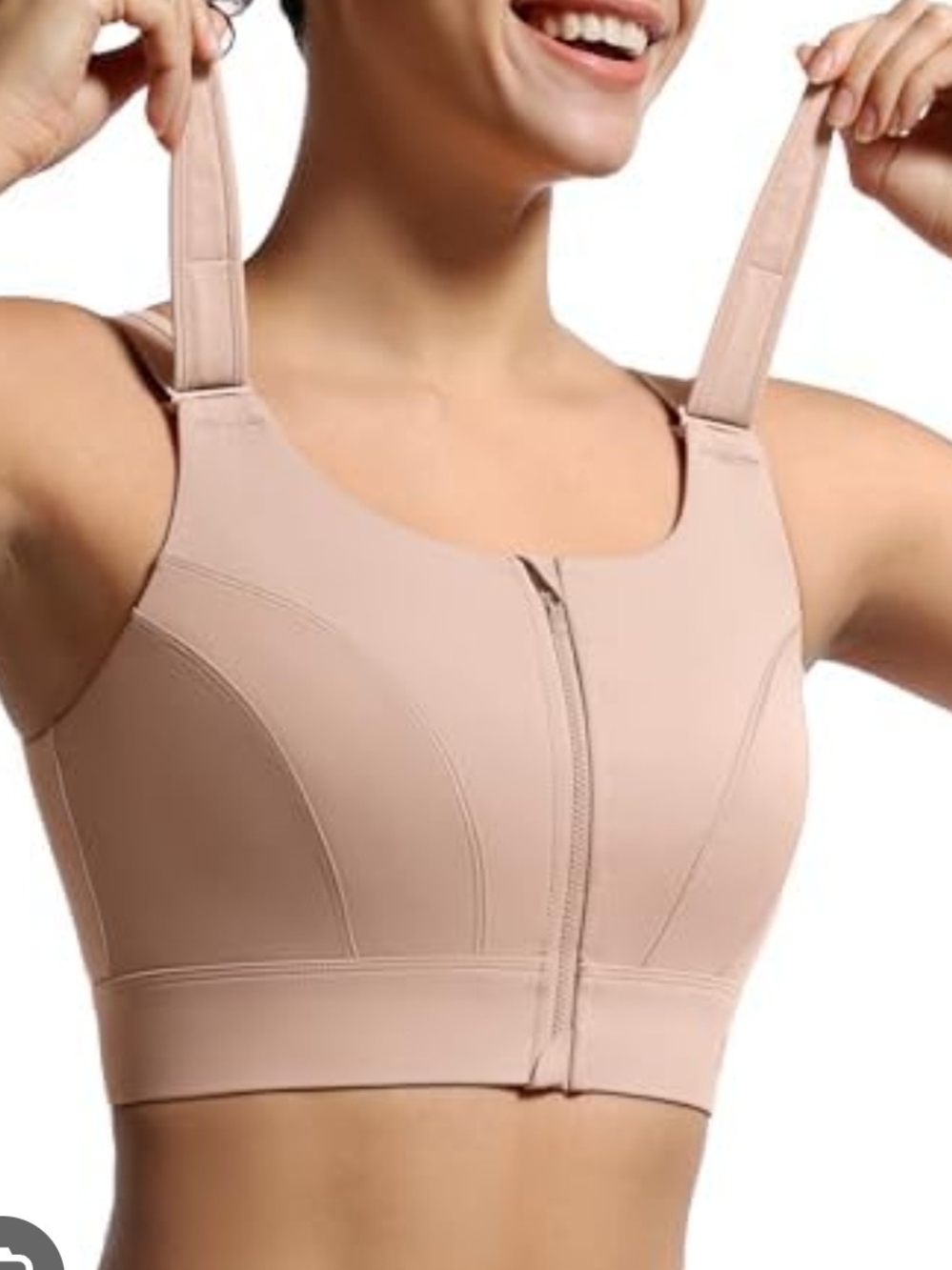 VFUS Front-Zip Nude Sports Bra Top - Women